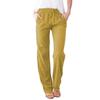 Summer  Solid Color Cotton Linen Drawstring Loose Casual Pants