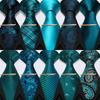 Barry.Wang Cool Mens Tie Hanky Cufflinks Gold Tie Clip Bar for Wedding Business Teal Necktie Set