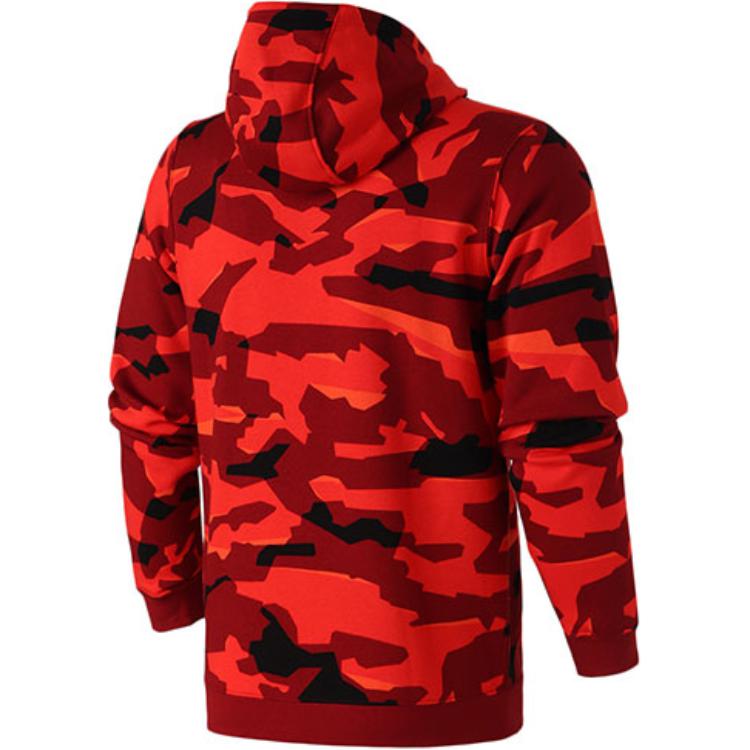 Nike Спортивная толстовка с капюшоном на молнии, камуфляж, University Red AJ2106-678