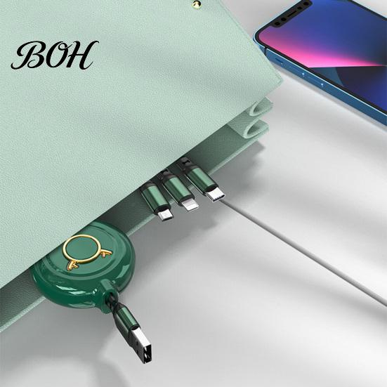 Быстрое зарядное устройство с высоким током 3 в 1, USB-кабель с телескопической конструкцией, 3A, зарядный шнур для Apple 3-в-1, Android, регулируемая длина 30 см - 120 см, для нескольких устройств