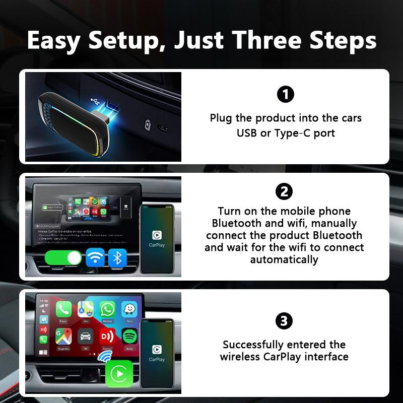 Беспроводной автомобильный адаптер CarPlay 2-в-1, USB-автоконвертер, Plug and Play, совместим с проводными автомобильными системами Apple CarPlay
