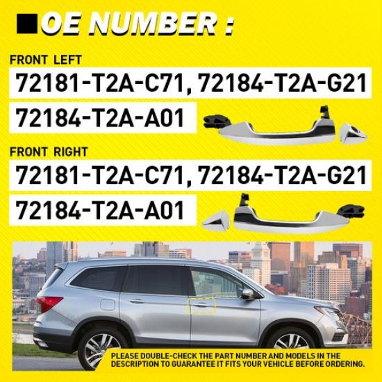 Set of 2 Car Exterior Door Handle Fron Left & Right for 2013-2017 Honda Accord