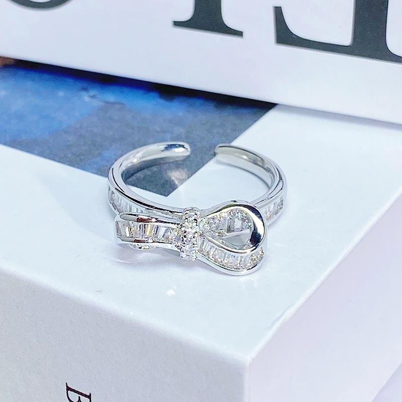 Sweet Light Luxury Zircon Super Flash Exquisite Open Ring Niche High-End Sense Stacking Wearing Colored Treasure Ring Women'S Model