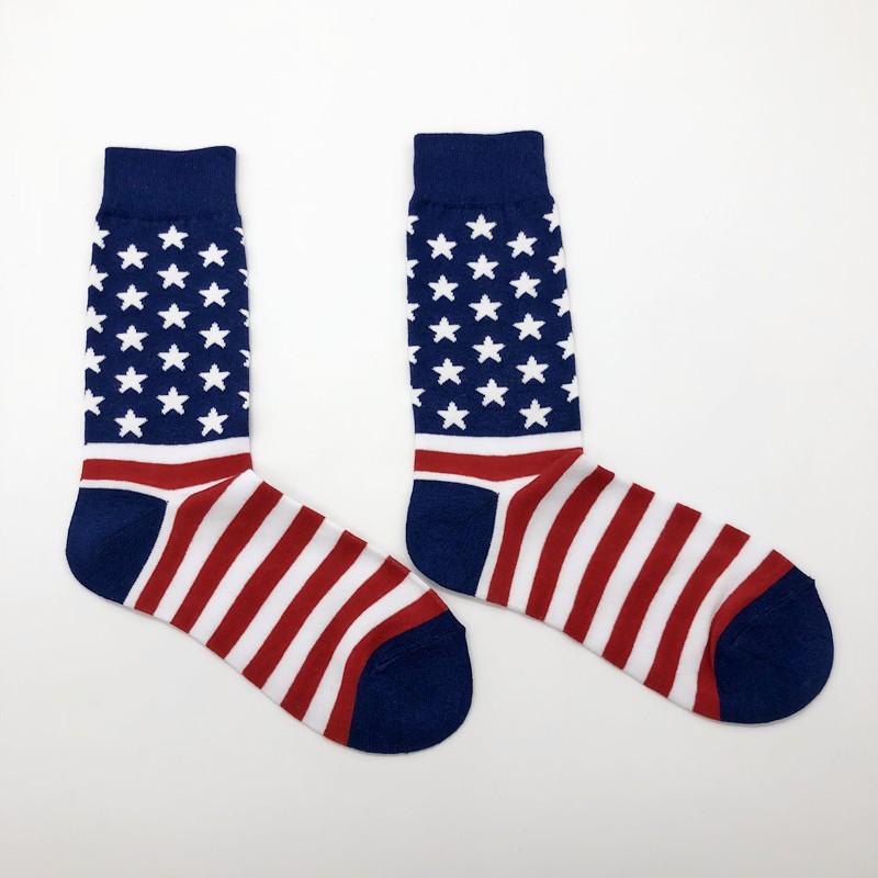 2 Pairs of American Flag Style Personality Stripes Star Letters USA Men's Jacquard Stockings