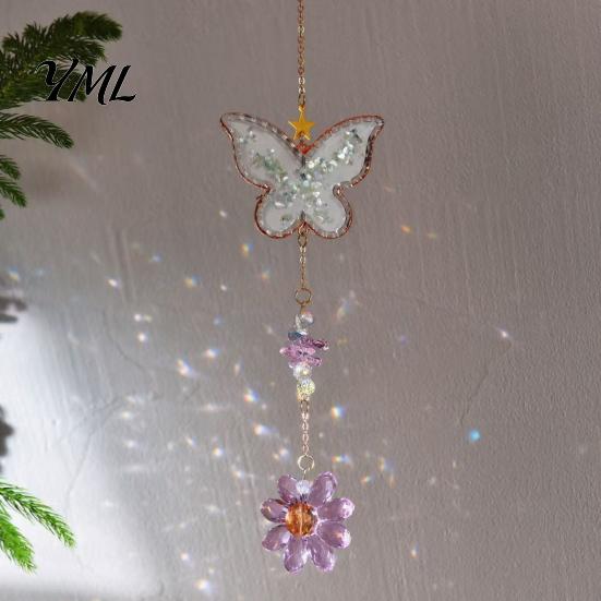 Glittering Window Hanging Butterfly Faux Crystals Suncatcher with Hook, Sun Catcher for Windows, Sparkling Wind Decorative Crystal Ornament