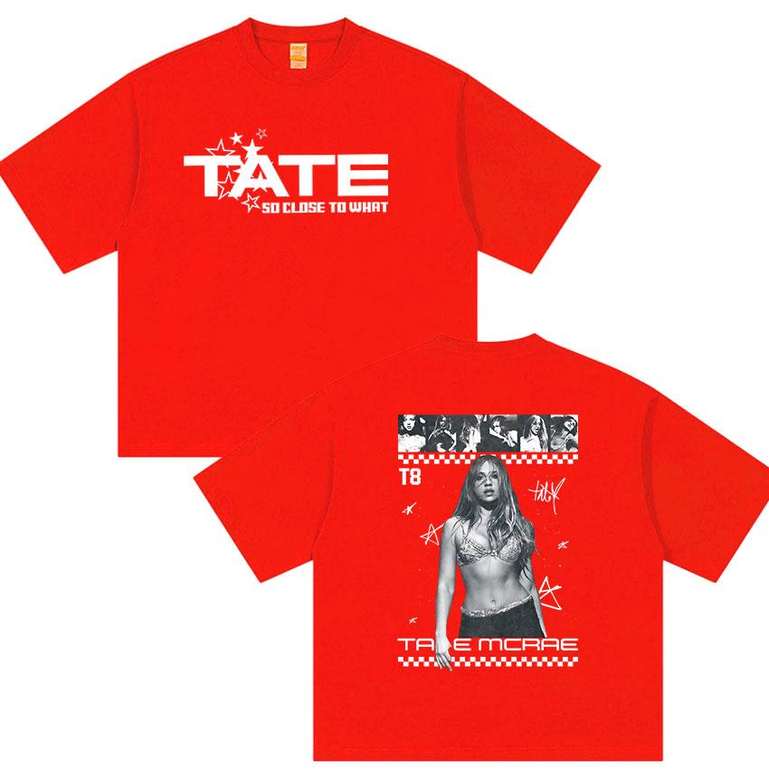 2026 Hot Sale Singer Tate So Close To What Album Poster Print T-Shirt Women Men O-neck Cotton Solf Loose Oversized Top Summer New Short Sleeve Tee