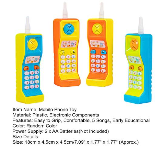 Mobile Phone Toy with 5 Songs Portable Cartoon Colorful Round Edge Exercise Responsiveness Gentle Sound Toddler Cell