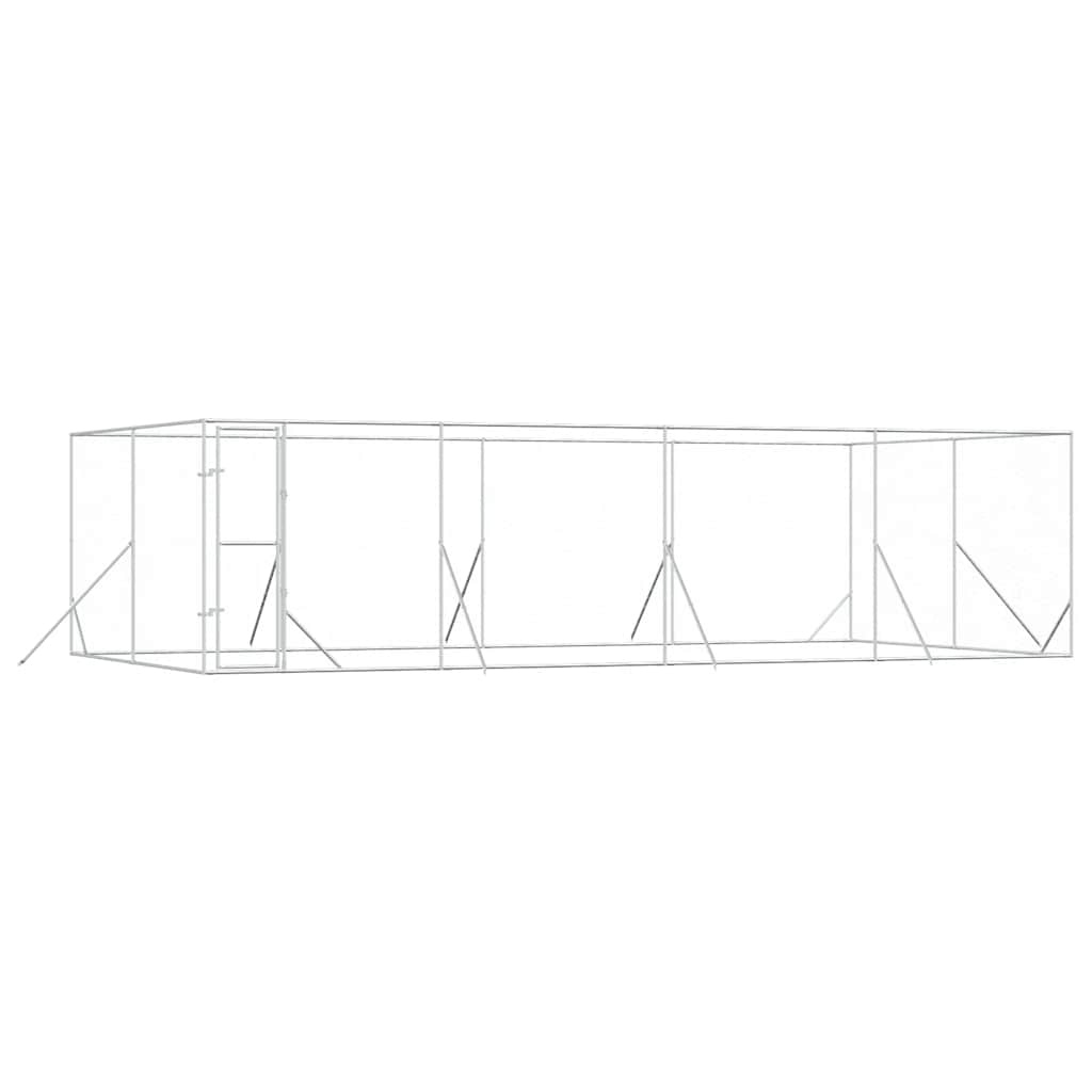 Vidaxl Kojec Zewnętrzny Dla Psa, Srebrny, 8X4X2 M, Stal Galwanizowana