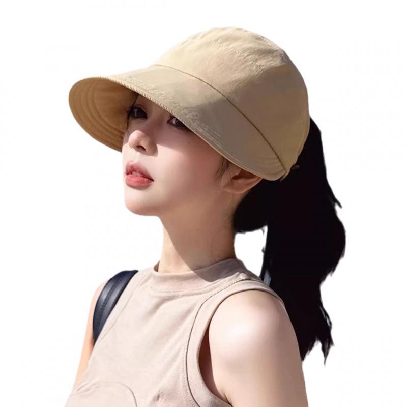 Portable thin empty top Ruth summer hat women's sunscreen hat breathable quick drying ponytail sun hat