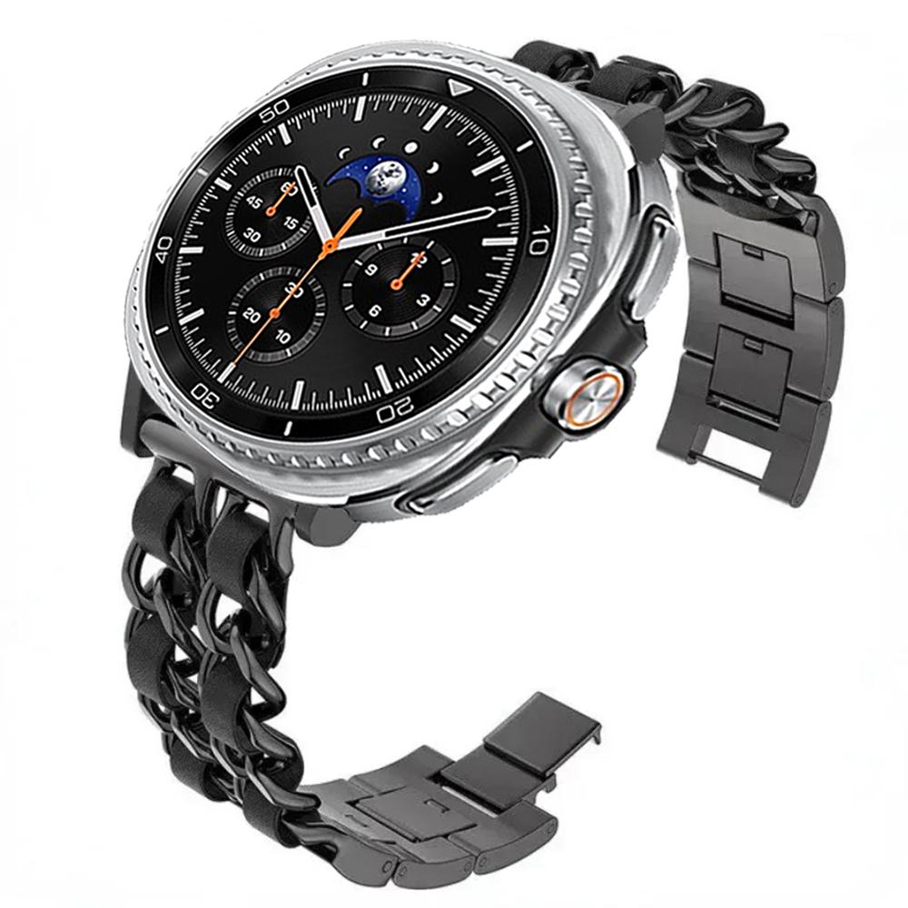 Металлический+Кожаный ремешок для Samsung Galaxy Watch 8 Classic 46мм/Ultra 47мм Модный браслет для Galaxy Watch 8 44мм 40мм Спортивный ремешок