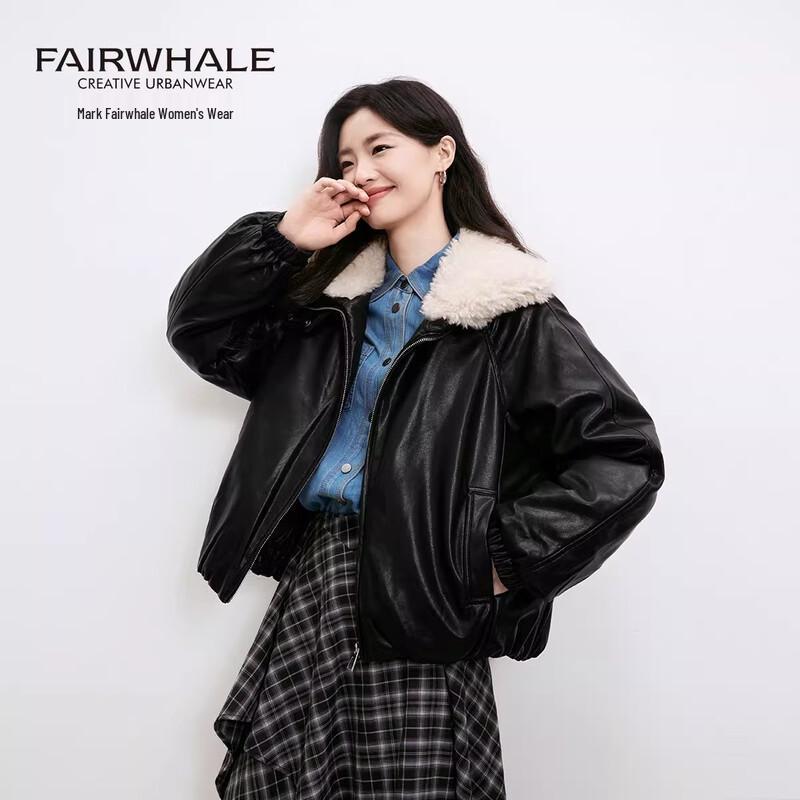 Женский зимний пуховик Mark Fairwhale 2025 из короткой искусственной кожи с воротником из искусственного меха