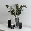 Nordic Style Black & White Hand-Painted Ceramic Vase: Modern Minimalist Flower Arrangement for Living Room Decor
