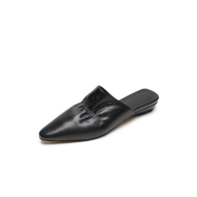 Мода 2025 Лето Женская обувь Квадратный носок Обувь на низком каблуке Тапочки Ретро Обувь из коровьей кожи для женщин Повседневные мюли для женщин Сандалии