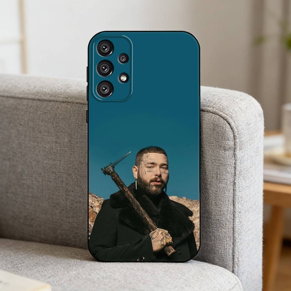 King P-Post M-Malone Phone Case For Samsung S25,S24,S21,S22,S23,S30,Ultra,S20,Plus,Fe,Note,10,9,5G Black Cover