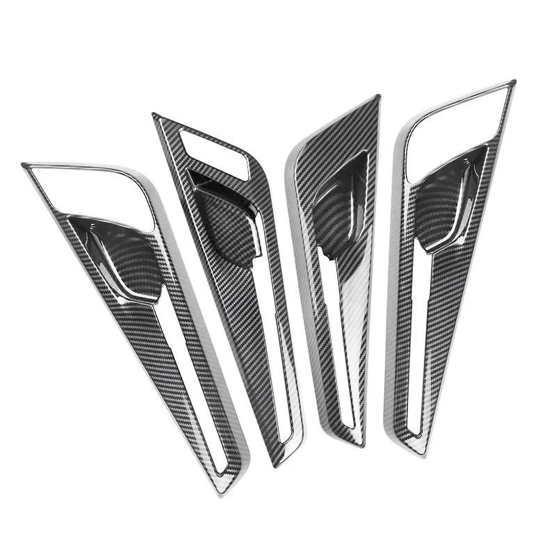 For Kia EV6 GT-Line ABS Carbon Fiber Car Inner Door Handle Bowl Protector Frame Cover Trim Sticker Accessories
