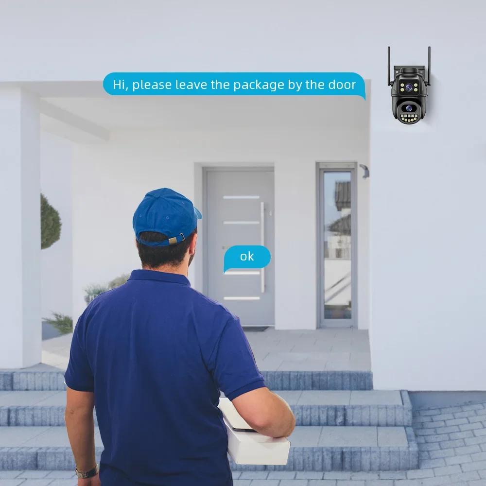 ICSEE 8MP 4K Двойная линза WIFI Камера видеонаблюдения Умный дом PTZ 360 Беспроводная Наружная HD Видео Безопасность IP-камеры CCTV Водонепроницаемая
