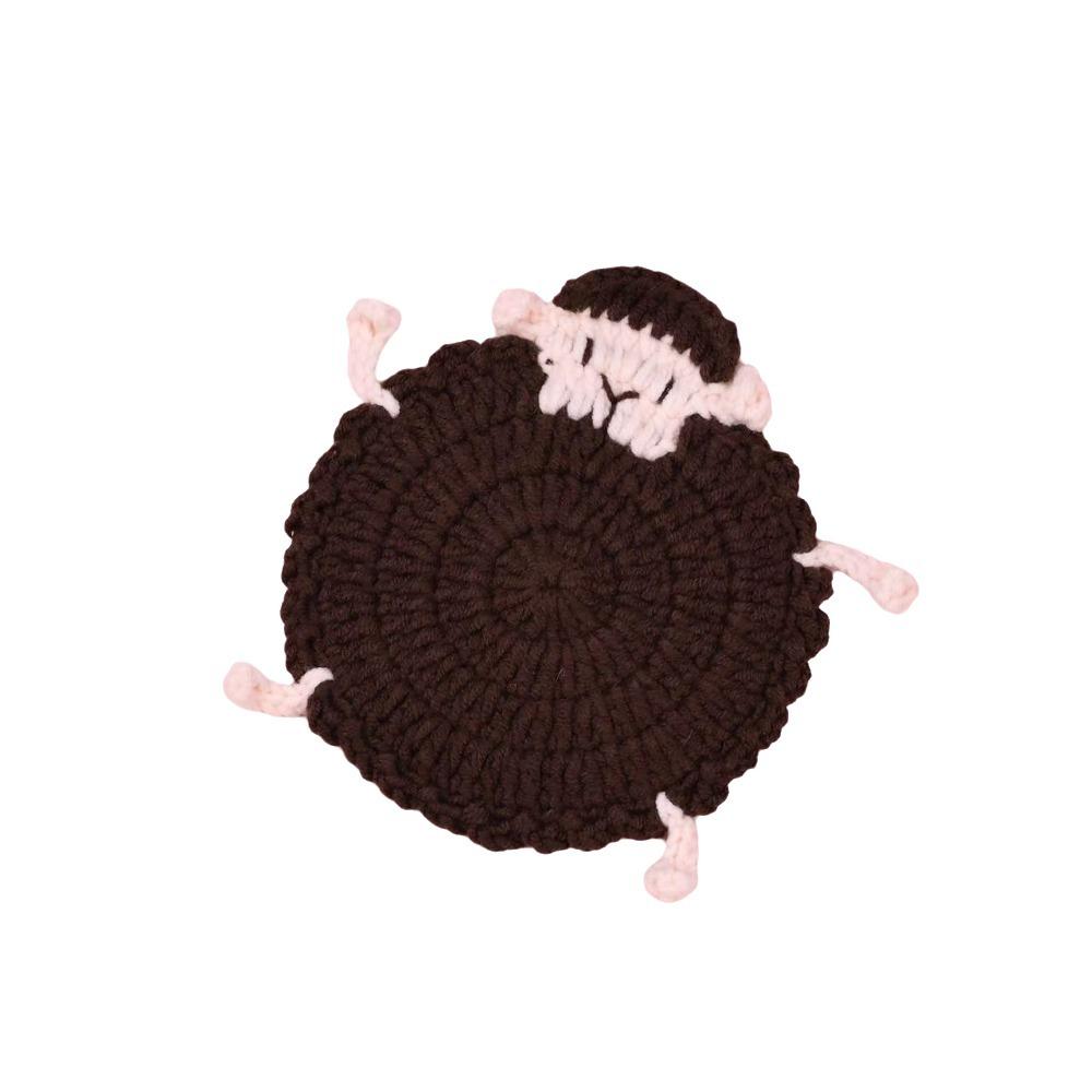 Handmade Crochet Lamb Coasters Cute Heat Insulator Pad Knitted Animal Coaster Kitchen Accessory