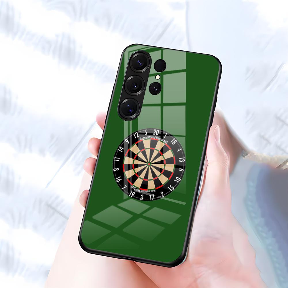 Чехол для телефона Playroom с принтом дартс для Samsung S26 S25 S24 FE S23 S22 S21 Plus S20 Ultra Note20Ultra Черный стеклянный чехол