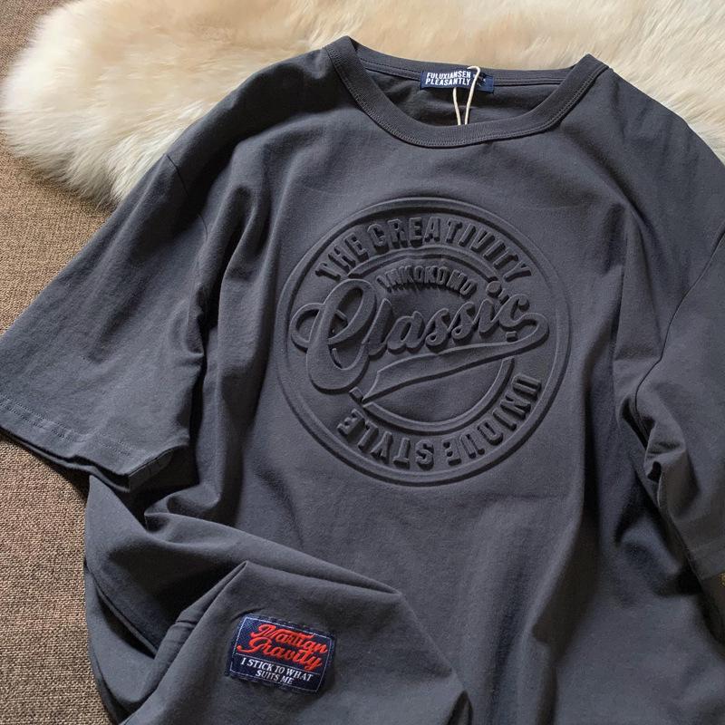 Men's 3D Printed Oversized American Style T-Shirt with Concave and Convex Design