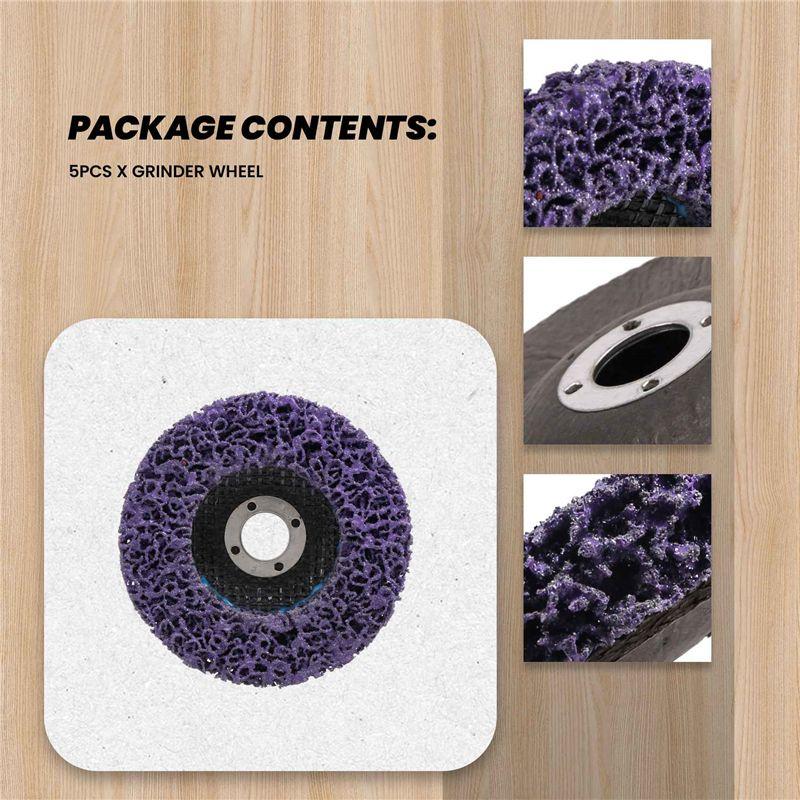 BAAU 5Pcs Durable Poly Strip Disc Wheel 100X16mm Wood Metal Paint Rust Removal Clean Abrasive Tools For Angle Grinder