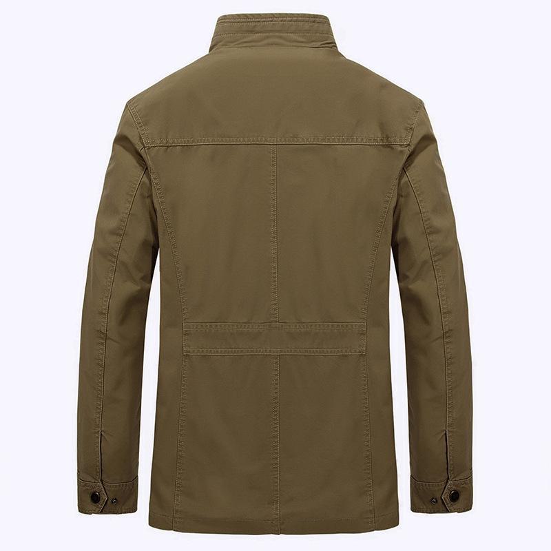 Мужская куртка средней длины свободного кроя на весну и осень — большой размер, повседневный стиль для мужчин среднего возраста
