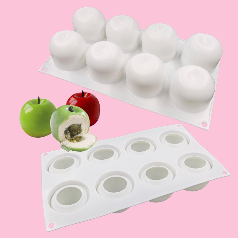 Силиконовая форма 8 ячеек DIY для торта, мусса, мороженого, шоколада, кондитерских изделий, арт-десертов. Прочный материал, форма для выпечки, инструмент для декорирования. 3D Яблоко