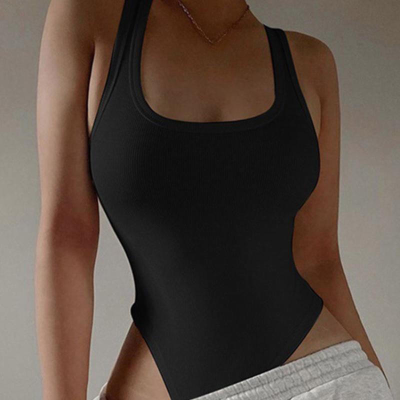 Sleeveless Knit Bodysuit Summer Sexy Off Shoulder Halter Tops Casual Street Bodice For Women ClubWear