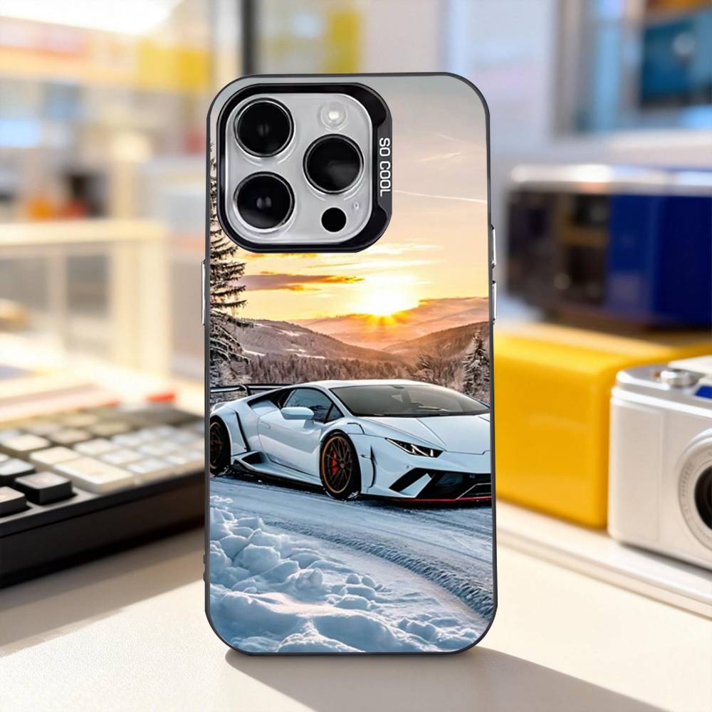 Автомобильный Спортивный L-Ламбо Крутой Чехол Для Телефона Для iPhone 11,12,13,14,15,16,17,Pro,Max,Plus,E,Air,Mini IMD Матовый Черный