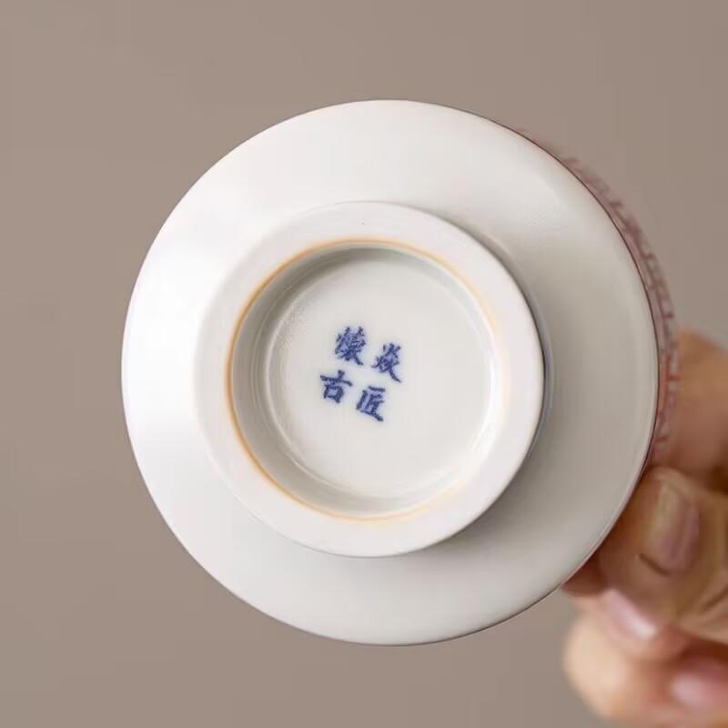 Curly Grass Pattern Meditation Cup Blue And White Master Cup Underglaze Color Teacup Household Ceramic Kung Fu Tea Set Personal Special Single Cup