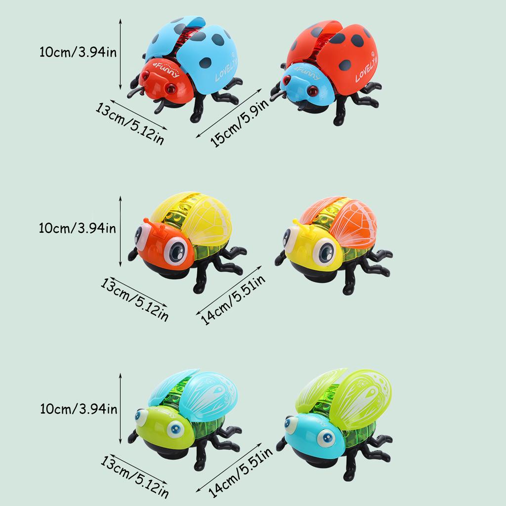 Electric Leash Seven Star Ladybug Beetle, Light Music Baby Puzzle Toy, Equipped with A Portable Rope, Requires Self Battery