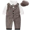 Famuka Baby Romper Set with Bow Fake and Perfect for Long and New and Peach Perfect As a Baby Shower Gift or Gift Boys' 3-Piece Tie, Vest, Hat.