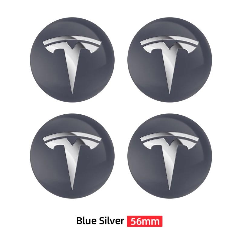 4pcs 56mm Car Emblem Wheel Hub Center Cap Stickers For Tesla Model S Model3 Model Y X Tire Center Cover Badge Decal Accessories