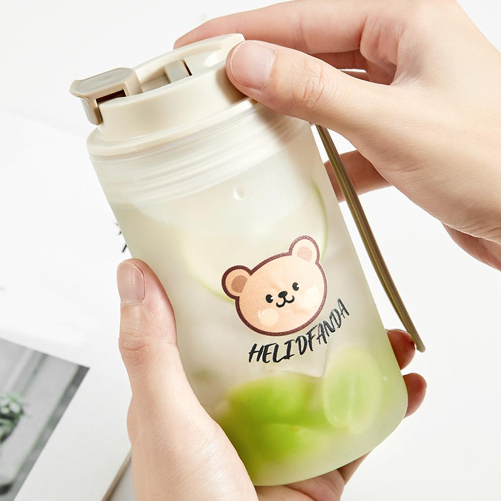 350/550 мл Милая пластиковая бутылка для воды с медведем и веревкой, Холодо- и термостойкая, Портативная кружка для кофе, Студенческая, Герметичная чашка для питья
