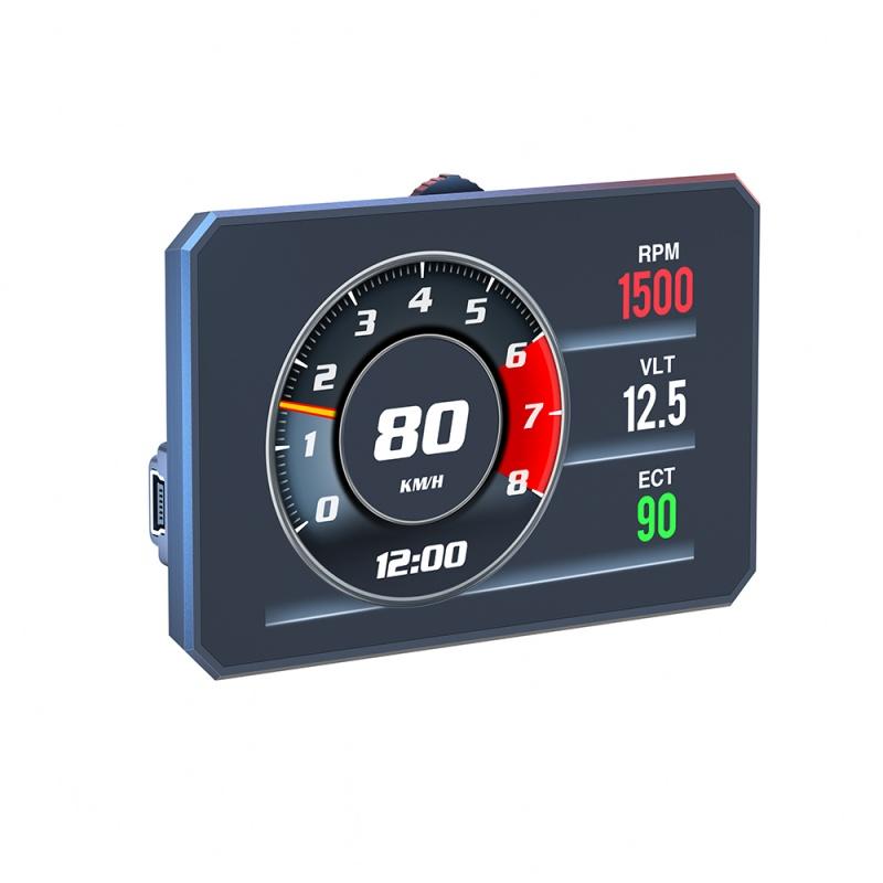 P16 Автомобильный HUD OBD2 ЖК-дисплей Head Up Display Спидометр км/ч, миль/ч Тахометр Температура ОЖ Расход топлива Давление Турбины