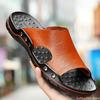 Большие размеры мужские тапочки летние повседневные шлепанцы из натуральной кожи уличные модные пляжные туфли сандалии из коровьей кожи