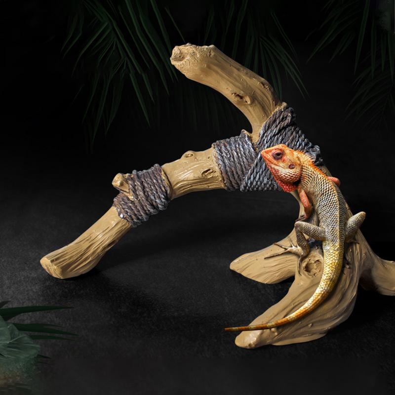 Reptile Wood Branches Resin Driftwood Climb Ornament Aquarium And Terrarium Decoration Climbing Rope Rack For Home Workplace