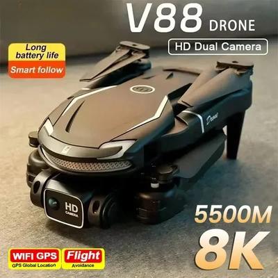 Дрон V88 8K 5G GPS Профессиональный HD Аэрофотосъемка Самолет с дистанционным управлением HD Двойная камера Квадрокоптер Игрушка БПЛА