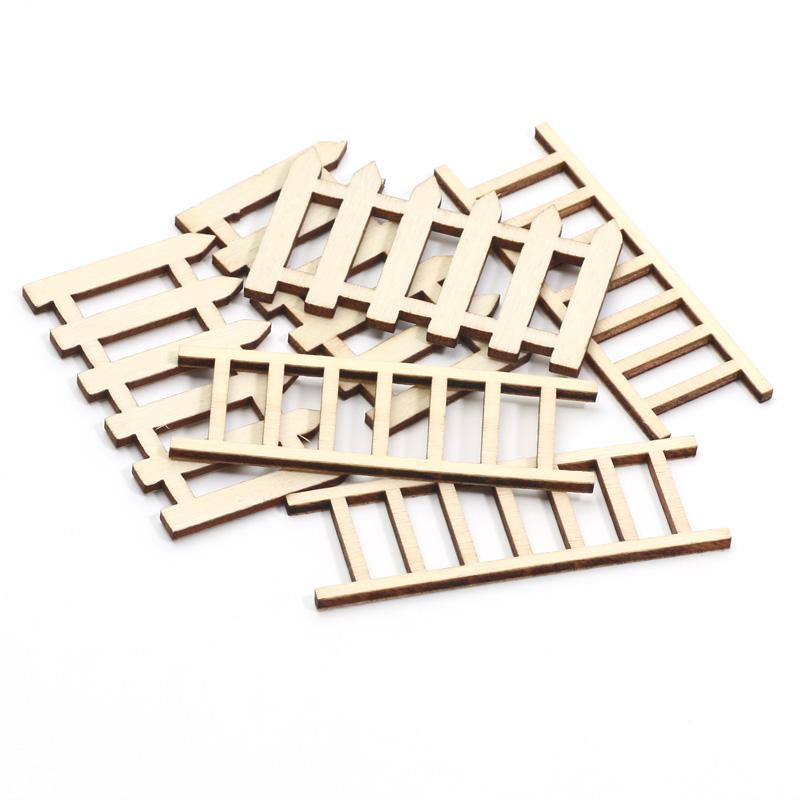 10 шт. Деревянный забор для сада фей, деревянные поделки, незаконченные деревянные вырезанные изделия, искусство своими руками, детское мини-украшение для кукольного домика, поделки ручной работы