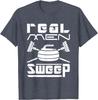 Real Men Sweep Curling Graphic Tee Cotton Short Sleeve Casual TShirt Gift for Men