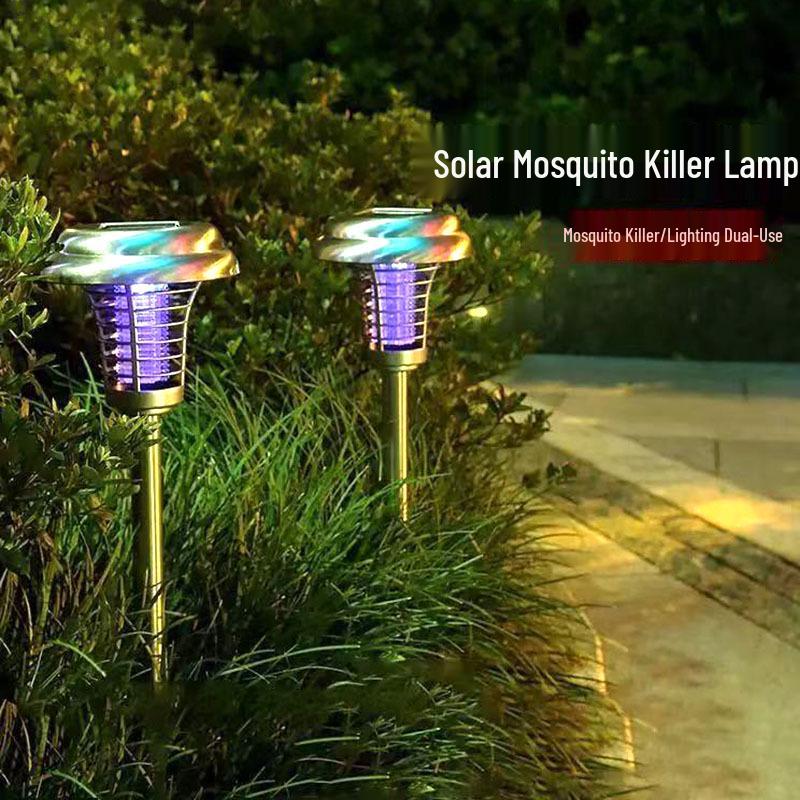 Водонепроницаемая солнечная лампа-уничтожитель и отпугиватель комаров из нержавеющей стали для использования на открытом воздухе