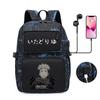 Anime Printed Canvas Backpack Teens Students 13-inch Laptop School Bag Streetwear Style Unisex