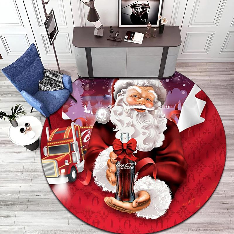 Christmas Gift Halloween Theme Bear Truck Coca Cola Round Carpet Soft Home Decoration Corridor Table and Chair Anti slip Outdoor Floor Mat Carpet H18