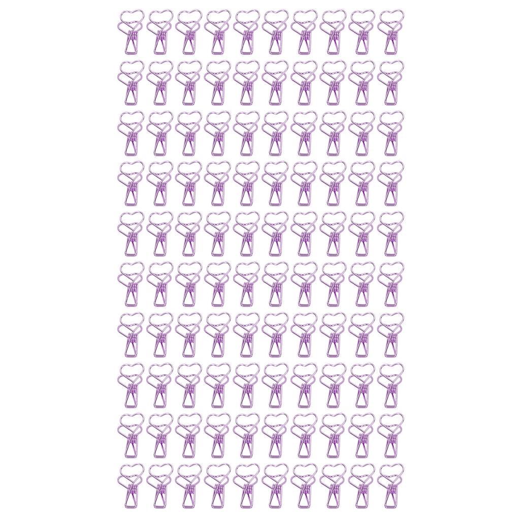 100 Pcs Clips Hollow Heart Shape Strong Clamping Force Metal Small Clips for Office Do