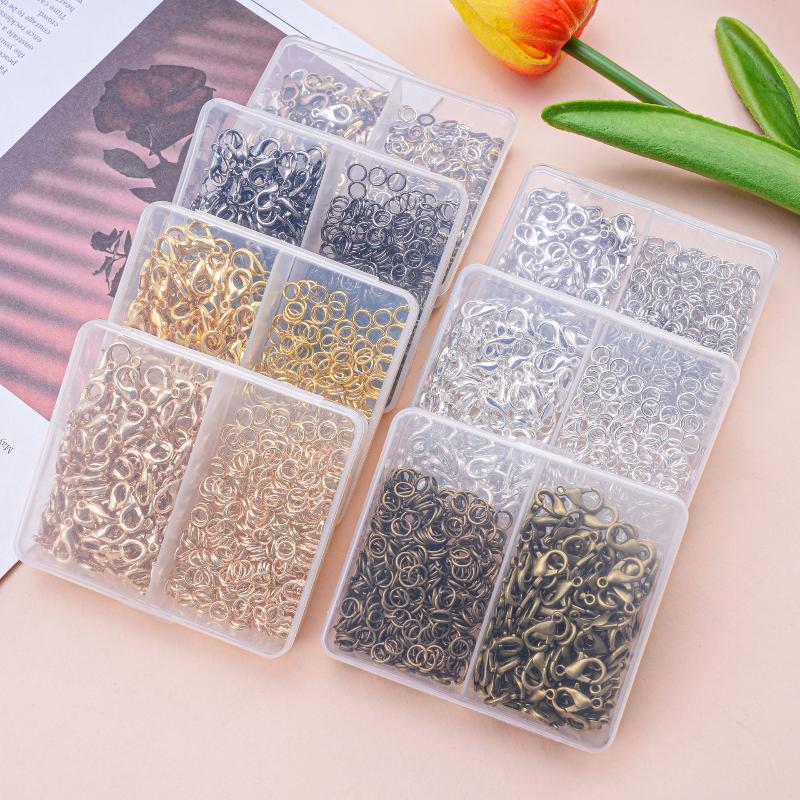 500Pcs/Box Jewelry Making Kit Lobster Clasps & Jump Rings With Box For Diy Chain Necklace Bracelet Anklet Supplies Connectors