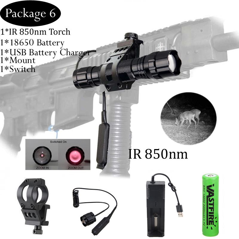 5W IR 850nm Professional Night Vision Hunting Torch Tactical Infrared Radiation Zoomable Outdoor Linterna Waterproof Flashlight