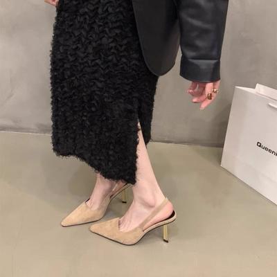 Мода Новая Женская Тенденция Высокие Каблуки Летняя Мода Пряжка Острый Носок Босоножки Женские Комфорт Простота Шпильки Босоножки