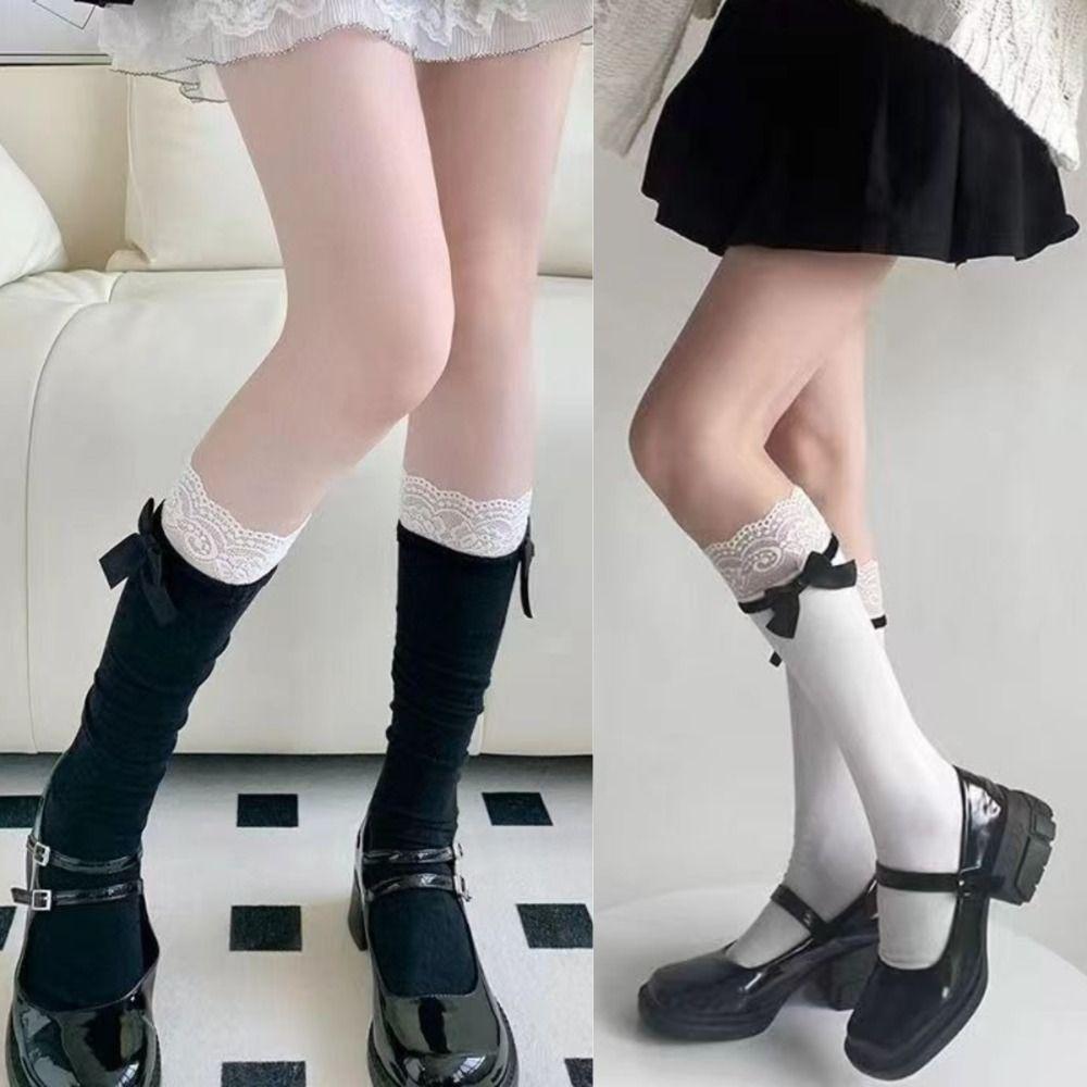 Лолита кружевные носки JK в горошек пряжа бант хлопковые носки с милым бантом осень