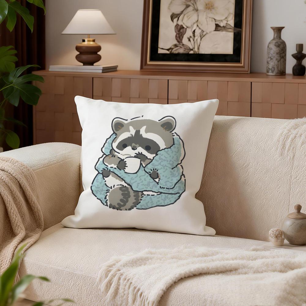Cute Little Raccoon Cushion Cover Cushion Cover Set 4Pcs 50x50 45x45 40x40 Pillowcase Decorative Sofa Home Decor