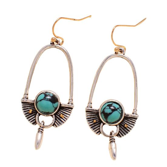 1 пара круглых бирюзовых серег-капель в богемном стиле, увеличенные длинные серьги-крючки для пирсинга, ювелирные изделия в подарок