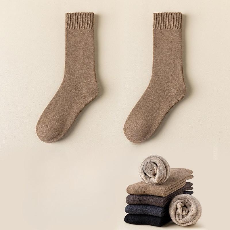 Мужские осенне-зимние новые толстые носки-гольфы с плюшем, дезодорирующие, однотонные